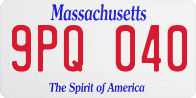MA license plate 9PQ040