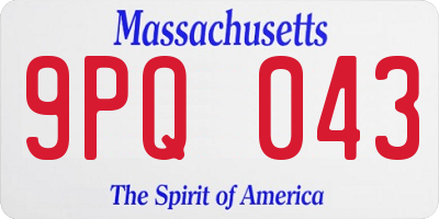 MA license plate 9PQ043