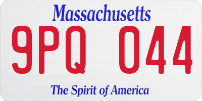 MA license plate 9PQ044