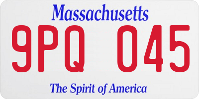 MA license plate 9PQ045