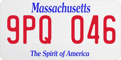 MA license plate 9PQ046