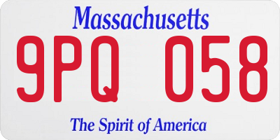 MA license plate 9PQ058
