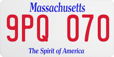MA license plate 9PQ070
