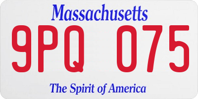 MA license plate 9PQ075