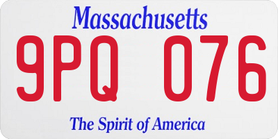MA license plate 9PQ076