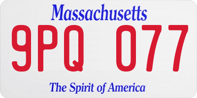 MA license plate 9PQ077
