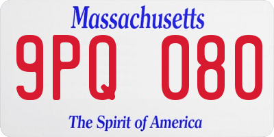 MA license plate 9PQ080