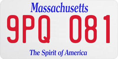 MA license plate 9PQ081