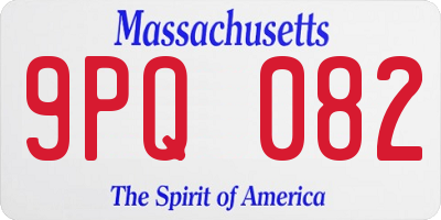 MA license plate 9PQ082