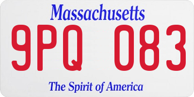 MA license plate 9PQ083