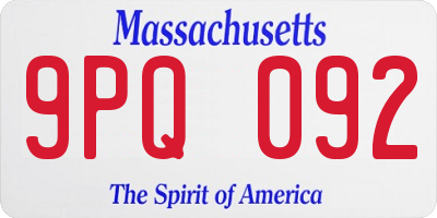 MA license plate 9PQ092