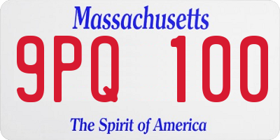 MA license plate 9PQ100