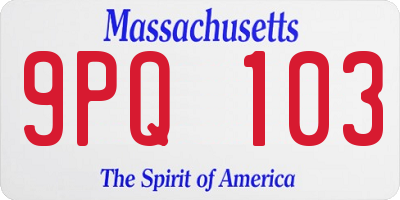MA license plate 9PQ103