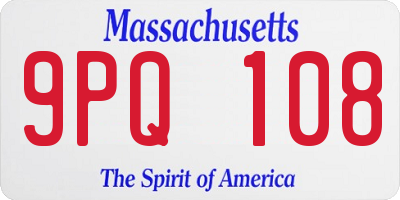 MA license plate 9PQ108