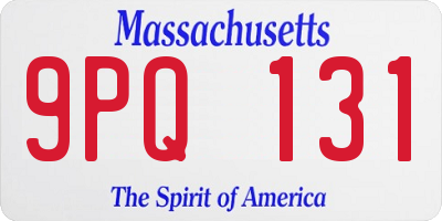 MA license plate 9PQ131