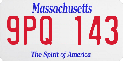 MA license plate 9PQ143