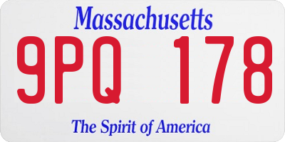 MA license plate 9PQ178