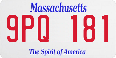 MA license plate 9PQ181