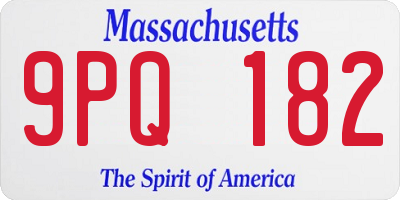 MA license plate 9PQ182