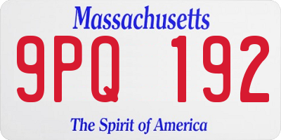 MA license plate 9PQ192