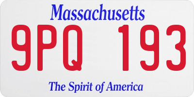 MA license plate 9PQ193