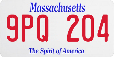 MA license plate 9PQ204