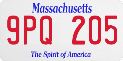 MA license plate 9PQ205