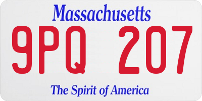 MA license plate 9PQ207