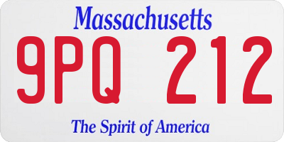 MA license plate 9PQ212