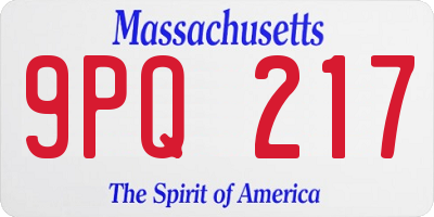MA license plate 9PQ217