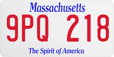 MA license plate 9PQ218