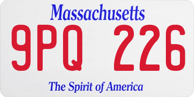 MA license plate 9PQ226