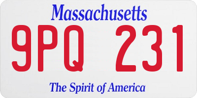 MA license plate 9PQ231