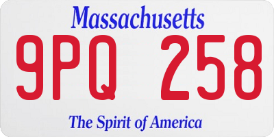 MA license plate 9PQ258