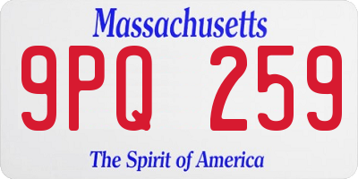 MA license plate 9PQ259