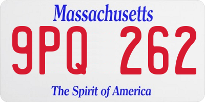 MA license plate 9PQ262