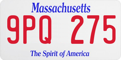 MA license plate 9PQ275