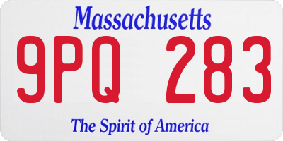 MA license plate 9PQ283