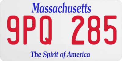 MA license plate 9PQ285