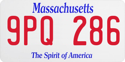 MA license plate 9PQ286