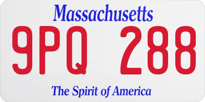 MA license plate 9PQ288