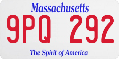MA license plate 9PQ292