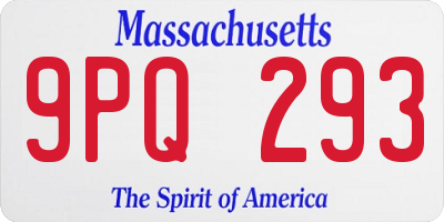 MA license plate 9PQ293