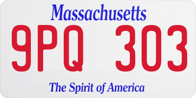 MA license plate 9PQ303