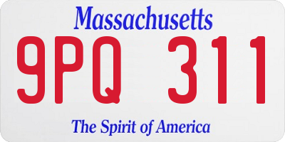 MA license plate 9PQ311