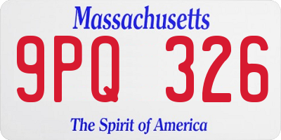 MA license plate 9PQ326