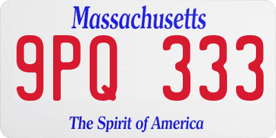 MA license plate 9PQ333