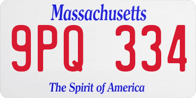 MA license plate 9PQ334