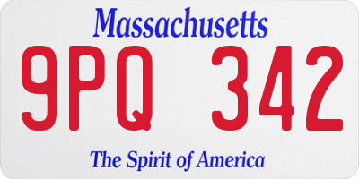 MA license plate 9PQ342