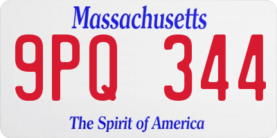 MA license plate 9PQ344